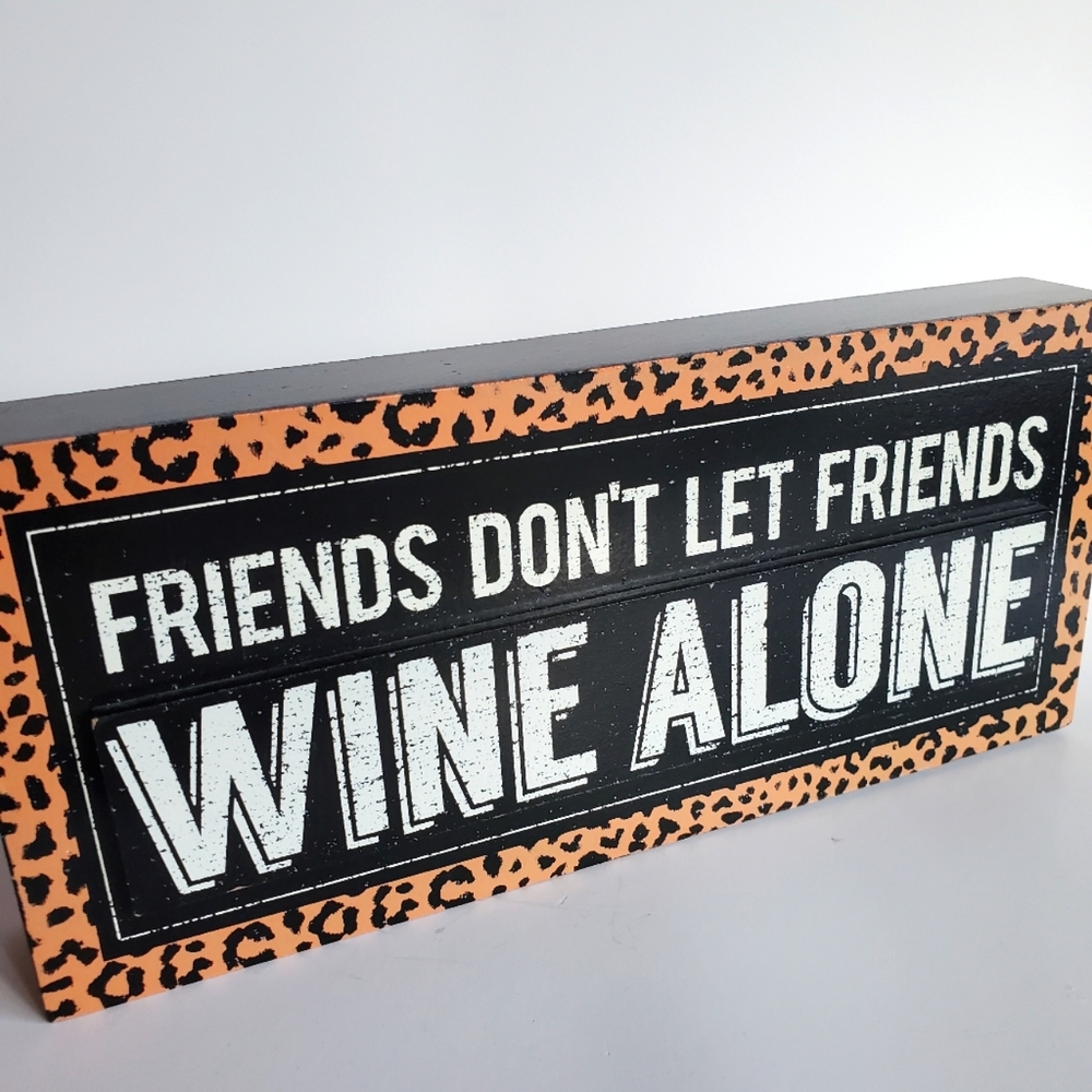 Wine Home Decor Box Sign Funny Leopard Print